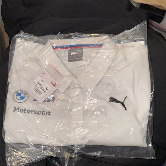 BMW Motorsport Puma White Polo long sleeve button down with Logo - Picture 2 of 10
